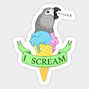 I scream Ice Cream African Grey Parrot Doodle Sticker